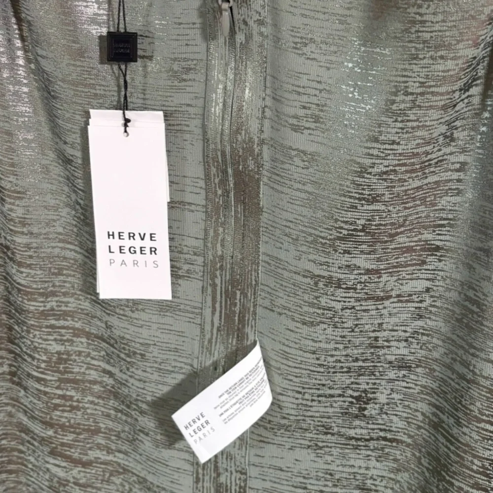 BNWT! Herve Leger Vinyl Foil Midi Dress in Smoke Foil SZ. Large - Picture 6 of 8
